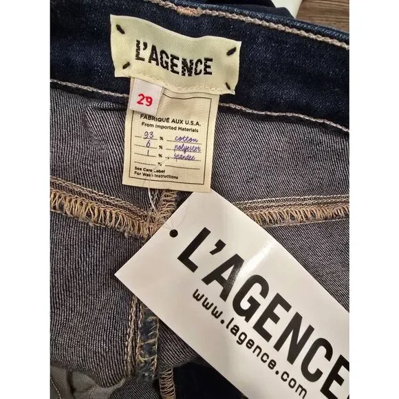 L'Agence Womens Margot High Rise Skinny Jeans Venus Blue Denim Cropped Size 29